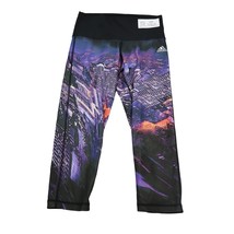 Adidas Pants Womens XS Purple Active Techfit Cityscape Crop Climalite Leggings - £20.18 GBP
