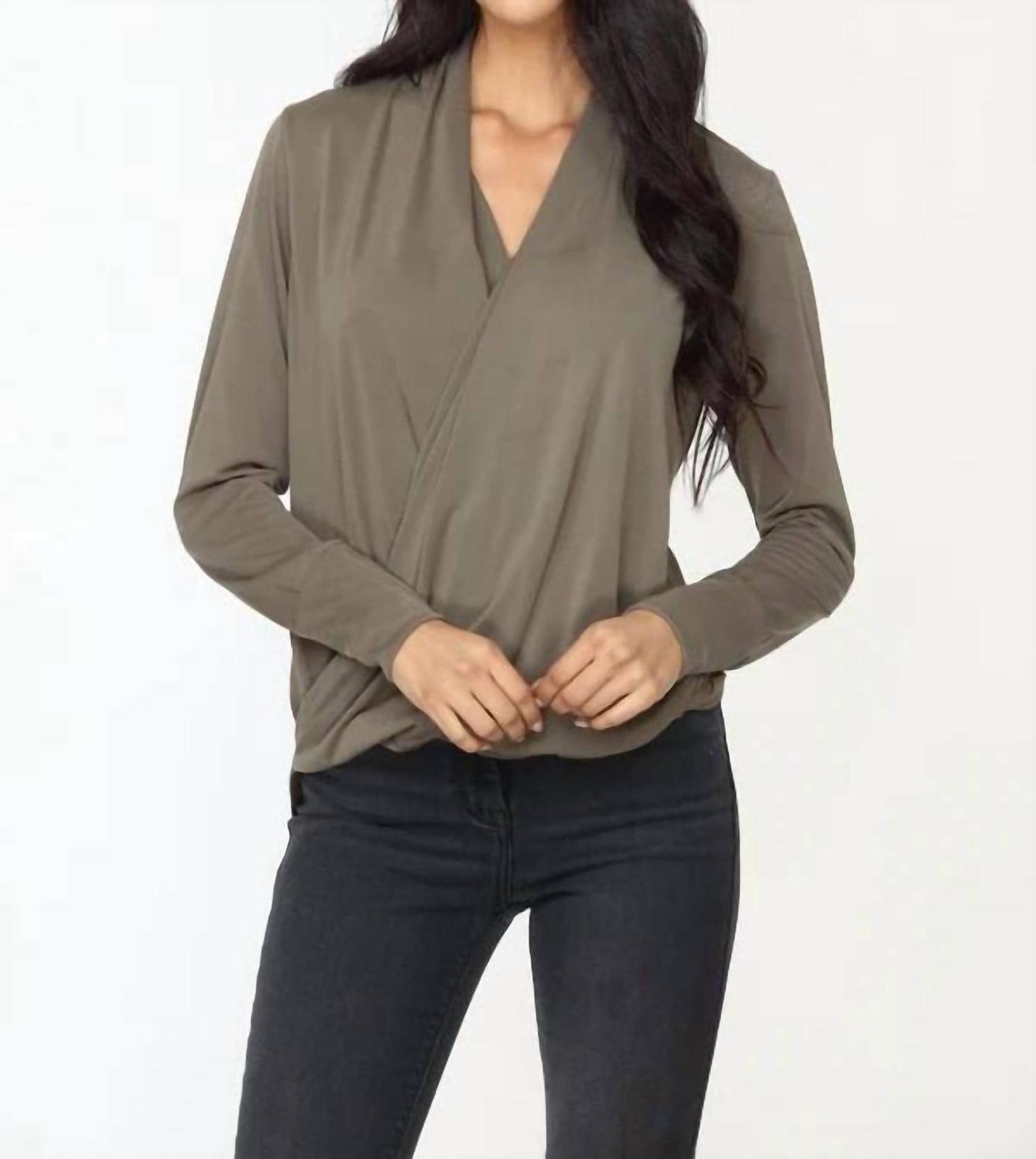Veronica M cupro draped surplice top size S - $38.61