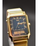 Seiko Ana Digi Art Deco Style Rare Black Dial Gold Vintage Dress Watch Japan - $237.45