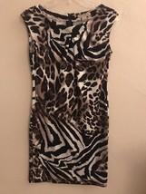 Jonathan Martin Animal Print Leopard Zebra Brown Multicolor Sheath Dress... - £11.68 GBP