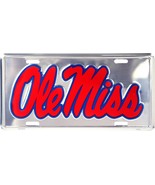 Ole Miss Embossed Chrome Metal License Plate Auto Tag Sign - £5.44 GBP