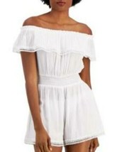 MSRP $34 Miken Juniors Off-The-Shoulder Romper Cover-Up White Size Small - $17.82
