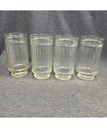 Set of 4 Line Lites by Anchor Hocking Clear Highball Drinking Glasses 12... - £17.17 GBP