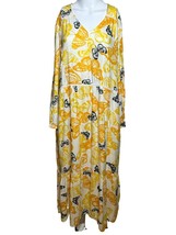Sweet Magnolia Maxi Dress Women&#39;s XL Yellow Butterflies Cottage Core Bohemian - £25.90 GBP