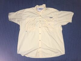 Columbia PFG Vented Short Sleeve Fishing Outdoor Shirt Men's Size L Yellow - $15.00