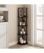 5-Tier Corner Shelf Bookcase Open Storage Black/Espresso 57.7in Home Fur... - $35.06