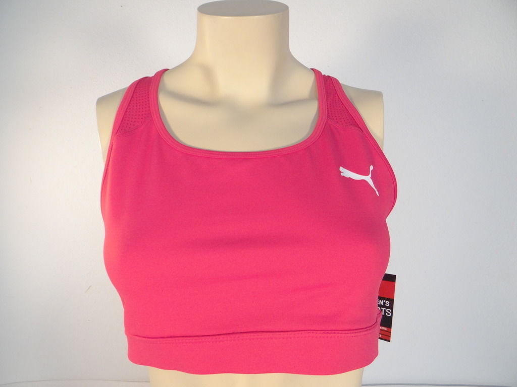 Puma Moisture Wicking Medium Impact Pink Racer Back Sports Bra Womans NWT - $39.99