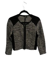 Eileen Fisher Womens Knit Jacket Black Gray Tweed Cropped Zip Front Sz Small - £24.81 GBP