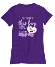 Hockey Mom T Shirt There&#39;s This Boy - Hockey Purple-W-Tee - £16.74 GBP