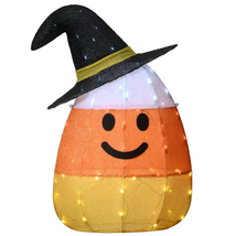 35 In. Pre-Lit Candy Corn Witch with 80 LED Lights - £90.16 GBP