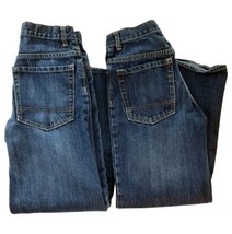 2 Pair Old Navy Jeans Boys 12 Blue Denim Regular Straight Dark Wash Adjust Waist - £18.57 GBP
