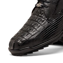 Genuine caiman hornback and original lizard skin Sneaker Shoes Crater Black image 3