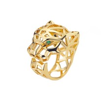 Leopard Head 3D Ring Adjustable Gold Tone Grid Ring Unique and Fashionab... - £20.29 GBP