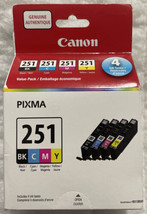Canon 251 Black Cyan Magenta Yellow Ink Cartridge Set CLI-251 6513B004 6513B009 - £35.28 GBP