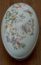 Avon White Porcelain Trinket Box, Butterfly Pattern, 22K Gold Trim 1974 - £13.28 GBP