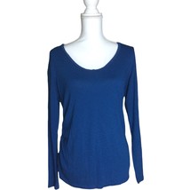 Liz Lange Maternity Womens Long Sleeve Top Size L Blue Lightweight Ruched Blouse - £10.87 GBP