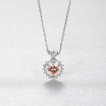 Love Necklace S925 Silver Pendant Female Morganite Peach Heart Exquisite Cold Wi - $18.00