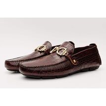 The Pisa Burgundy Leather Bit Drive Loafer Men Shoe image 2