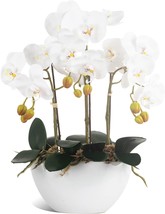 White Faux Phalaenopsis Orchids For Table Centerpiece, Realistic Fake Flower In - £47.41 GBP