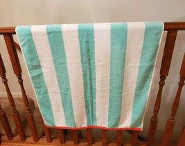 Beach Towel 100% Cotton 63 1/4&quot; x 31 1/2&quot; Teal, White &amp; Pink Beach Towel - £7.87 GBP