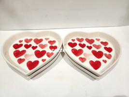 4pc Maxcera Valentines Day Red Hearts Ceramic Side Salad Plates - £50.89 GBP
