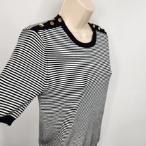 Philosophy Pullover Sweater Women&#39;s Size XS Black White Stripe Short Sleeve - £17.26 GBP