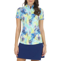 Nwt Ladies Ibkul Lessie Jade Multi Short Sleeve Mock Golf Shirt Xs &amp; S - £43.25 GBP