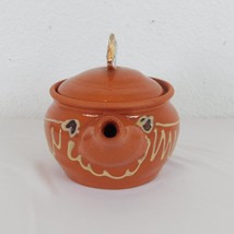 Studio Art Pottery Teapot Terra Cotta Color Fish Finial Decorative Unsigned 5&quot; - £30.36 GBP