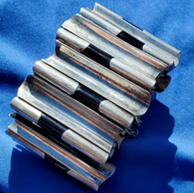 Antonio Pineda Taxco Mexico Sterling Silver Onyx Vintage Bracelet 209 grams - $4,745.25