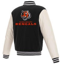 NFL Cincinnati Bengals  Reversible Fleece Jacket PVC Sleeves Embroidered Logos - £109.63 GBP