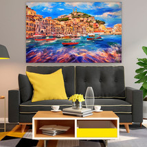 Mediterranean Cityscape Artwork, Italian Sea Artwork 6,Landscape Canvas Wall Art - £28.76 GBP+