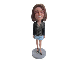 Custom Bobblehead Beautiful Girl In Trendy Skirt And Jacket - Leisure &amp; ... - £69.58 GBP