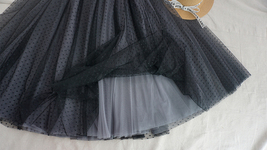 GRAY Dot Tulle Midi Skirt Women's Custom Plus Size Fluffy Tulle Skirt image 7