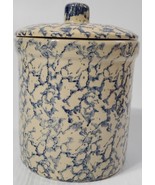 VINTAGE ROSEVILLE  ROBINSON RANSBOTTOM BLUE SPONGEWARE 2 QUART HIGH JAR ... - $49.00