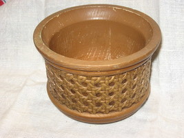 Mid Century Vibe-Faux Cane &amp; Wood Planter-Resin-Made for FTD-1981-USA - $15.00