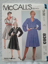 80&#39;s Era VTG McCall&#39;s Sewing Pattern 8383 Collar Dress w/ Flared Skirt S... - $4.90