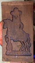 antique v.heavy WOOD CARVED springerle COOKIE MOLD WALL HANG warrior OLD... - $123.70