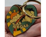 Vintage Las Vegas Double Heart Rainbow Pot Of Gold Keychain 2&quot; - £31.74 GBP