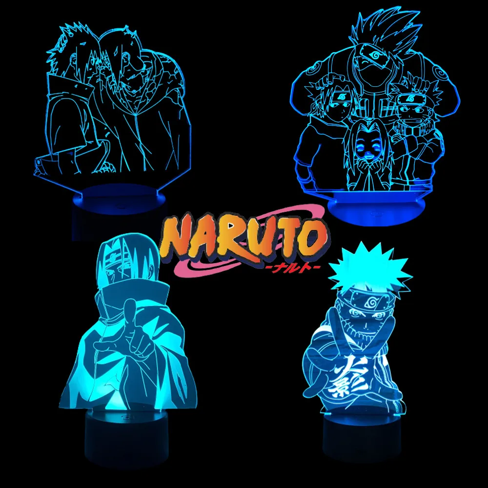 Naruto Uzumaki Uchiha Madara Itachi Sasuke Night Lights Anime Figures 3D Color - £11.22 GBP+