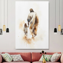 Jesus Watercolor painting with a Girl Gift for Jesus Christ Canvas Wall Art  - £18.27 GBP+