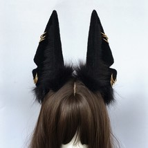 New Handmade Work Original Beast Anubis Wolf Cat  Dog Ears Black  Hairband Hairh - £89.64 GBP