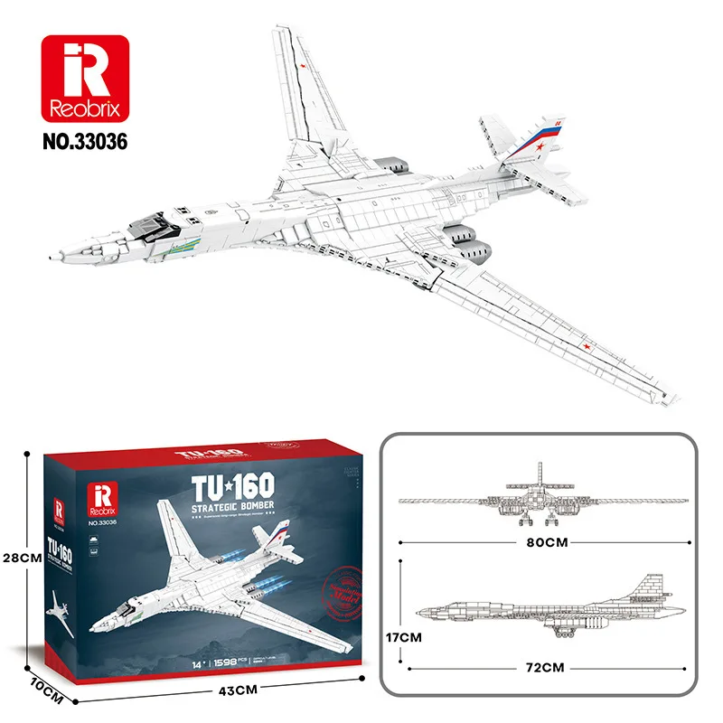 Reobrix 33036 TU-160 Strategic Bomber Model Aircraft Series DIY Puzzle Toys - £77.36 GBP