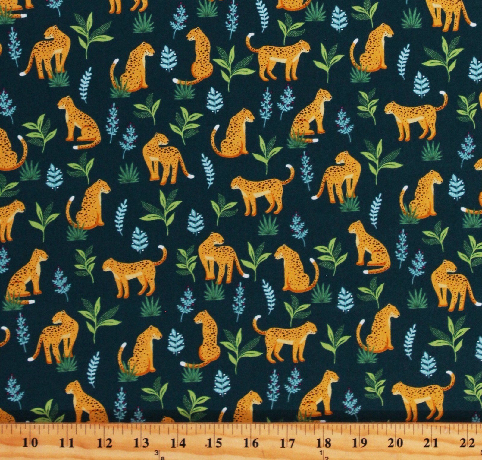 Cotton Cheetahs Jungle Animals Big Cats Teal Fabric Print by the Yard D3... - $12.95