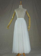 Ivory White Tulle Midi Skirt Women Plus Size Fluffy Tulle Skirt for Wedding image 6