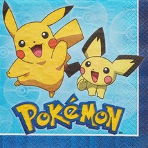 Pokemon Pikachu Core Lunch Napkins Birthday Party Supplies 16 Per Package New - £3.55 GBP