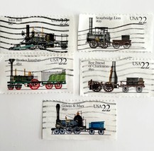 Railroad Stamps Lot Of 5 Mixed Antique Trains Used  - $19.99