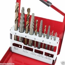 RIGHT HAND 10 PC STEEL SCREW EXTRACTOR DRILL BITS W/ METAL BOX #93189 - $17.75