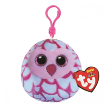 Ty Squishy Beanies 3&quot; Key Ring Plush - New - Pinky the Owl - $9.99