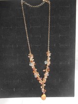 Tiger&#39;s Eye Pendant Necklace  and Faceted Crystal Charms Vintage Avon - $9.50