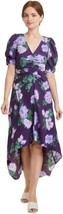 A New Day Women&#39;s Navy Floral Crepe Short Sleeve Midi Dress - Size: M - £12.93 GBP